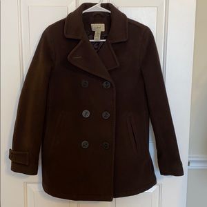 LL Bean Brown Peacoat Size 6